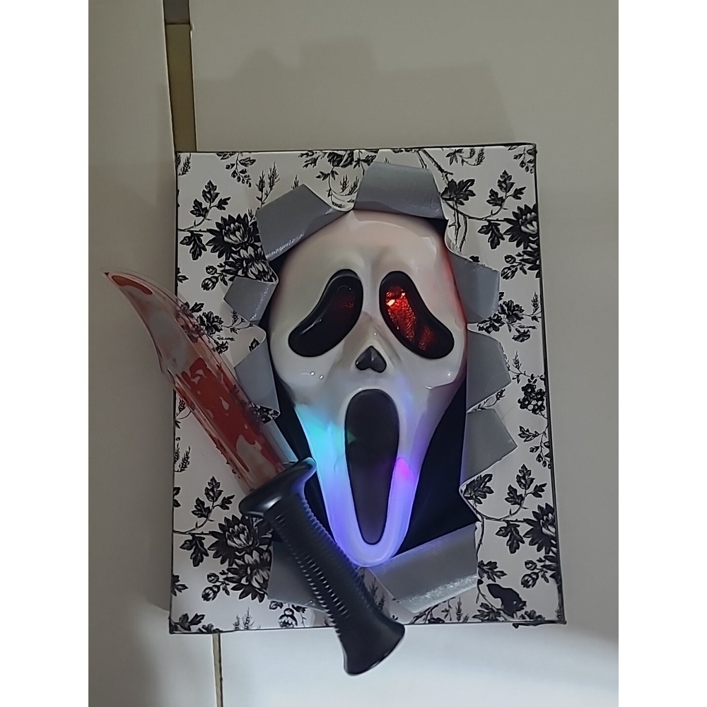 Scream Ghost Face Mask Halloween Light‎ Up Haunted House Wall Decor Works CUSTOM